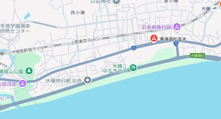 大磯 東海道松並木 行き方の地図